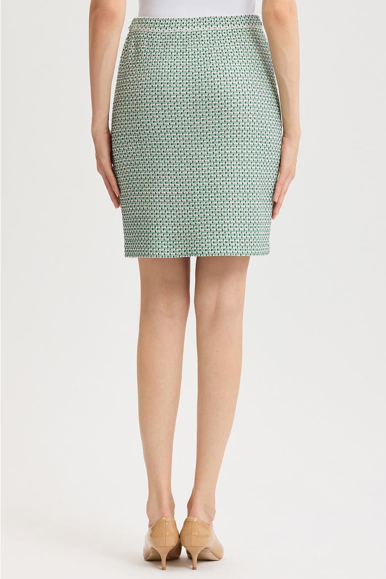Jacquard Basketweave Straight Skirt, Alternate, color, Kelly Green/Indigo/Ivory