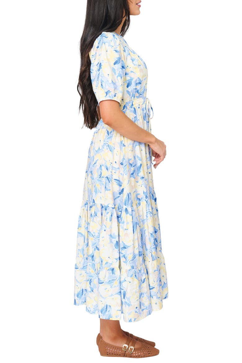 Kira Floral Drawstring Maxi Dress, Alternate, color, YELLOW NAVY FLORAL