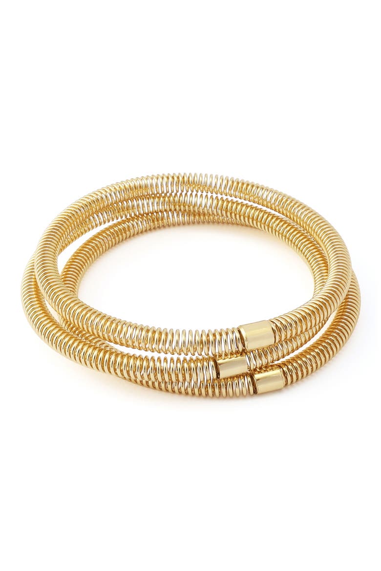 Set of Three Coiled Bangles, Alternate, color, GOLD