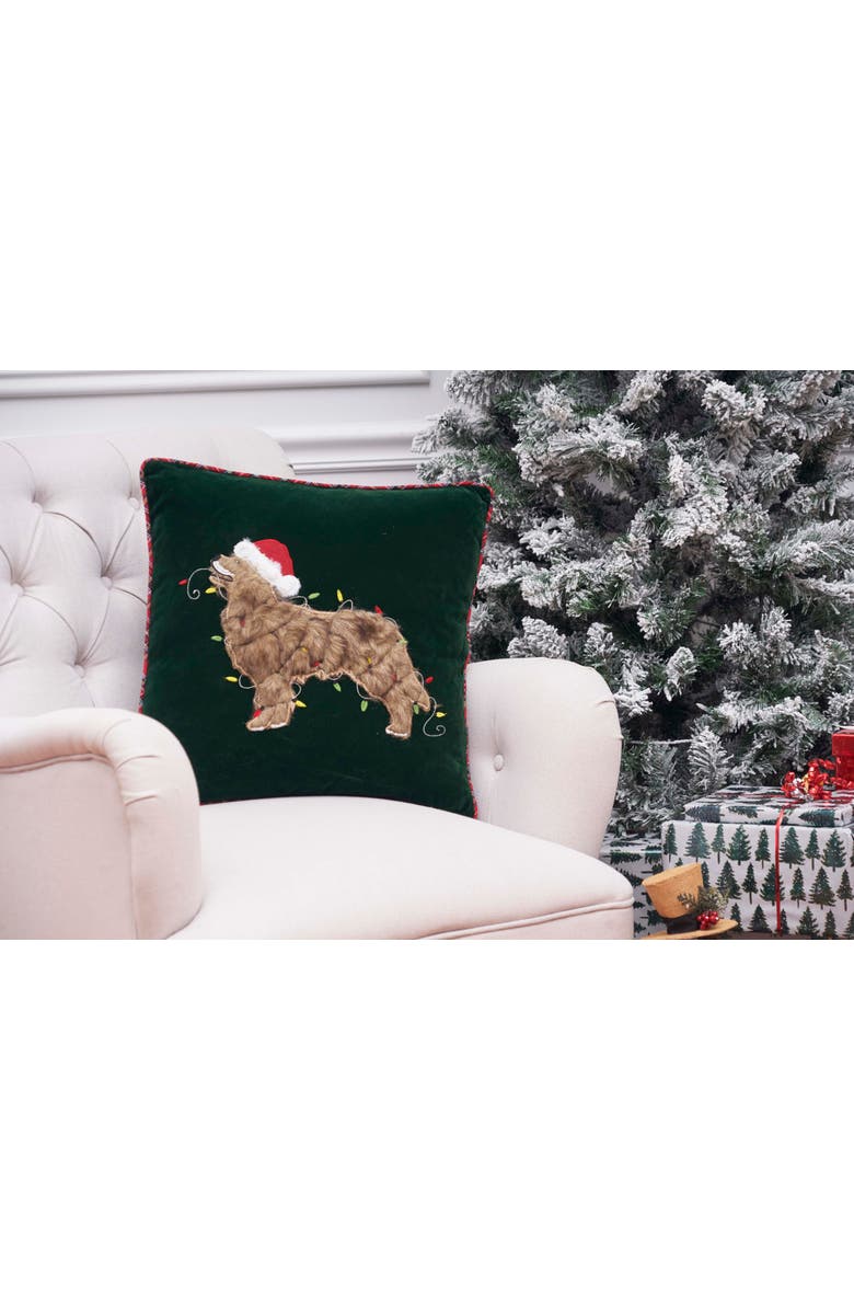 C&F Home Santa Hat Golden Retriever Christmas String Lights Accent Throw Pillow 18" x 18", Alternate, color, Black