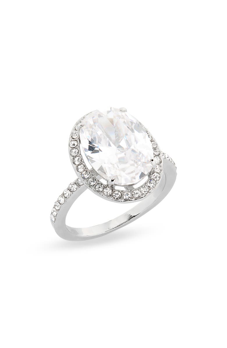 Covet CZ Oval Halo Engagement Ring, Main, color, 