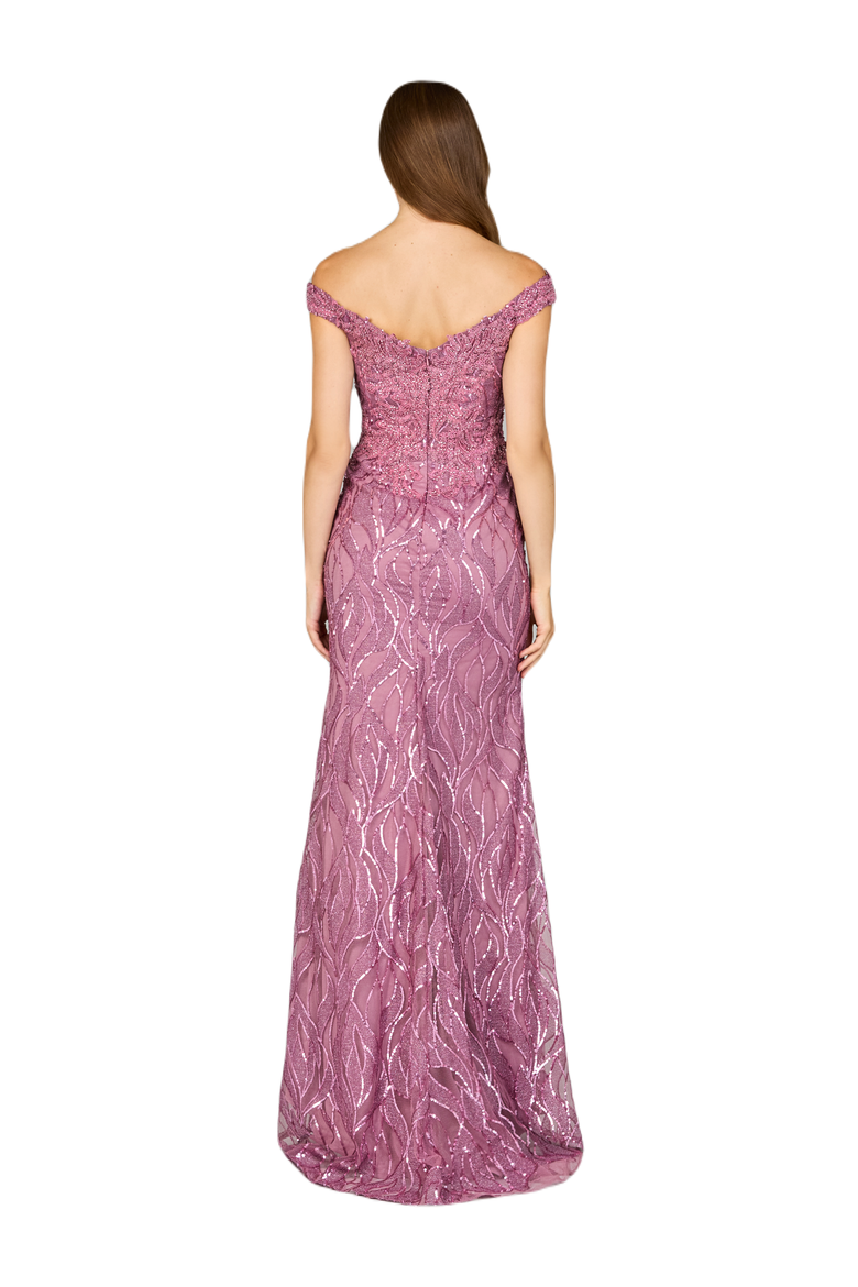 Off Shoulder, Mermaid Lace Gown, Alternate, color, Rose