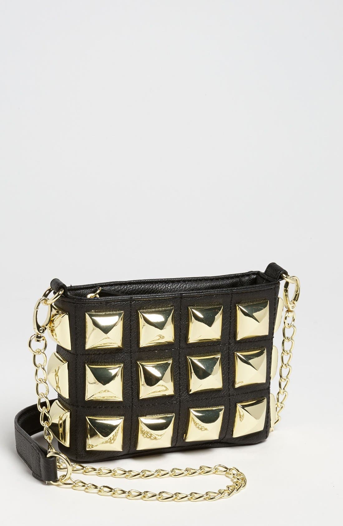 'Stud Muffin' Crossbody Bag, Main, color, BLACK
