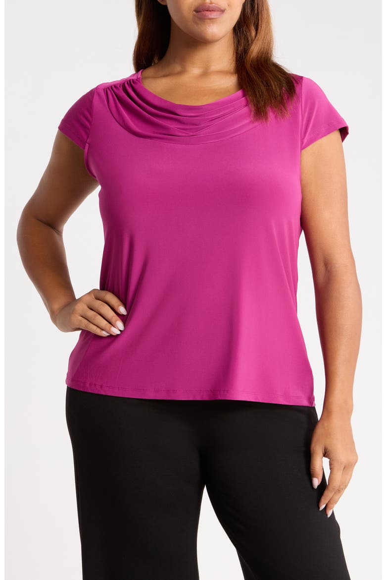 Cowl Neck Cap Sleeve Top, Main, color, CERISE