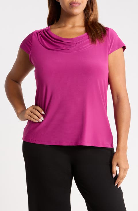 Cowl Neck Cap Sleeve Top