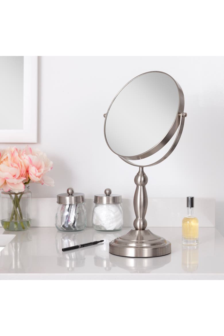 Makeup Mirror with 10X/1X Magnifications, Alternate, color, Satin Nickel