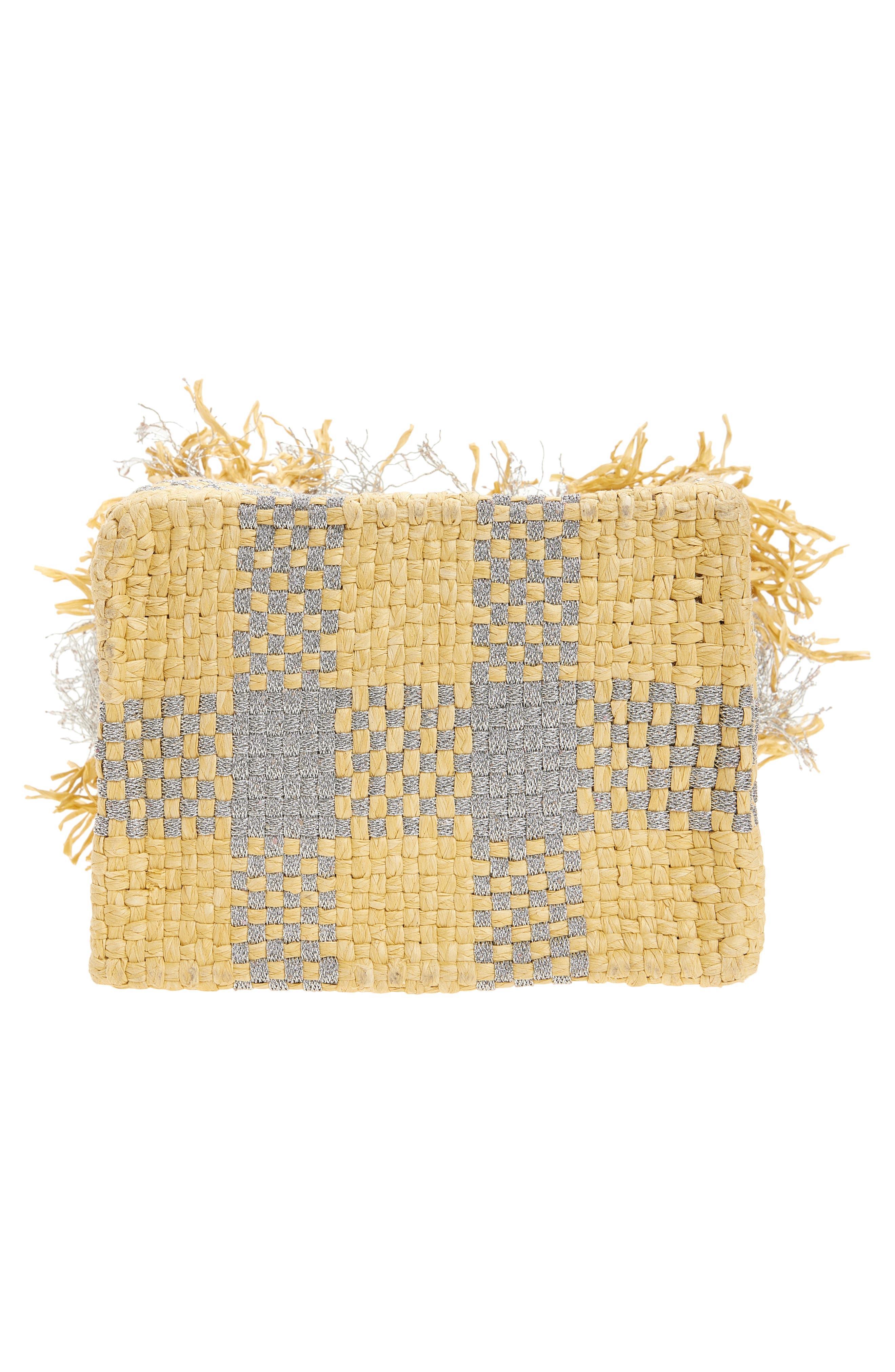 Pamela Munson Mini Check Mate Raffia Handbag, Alternate, color, Silver