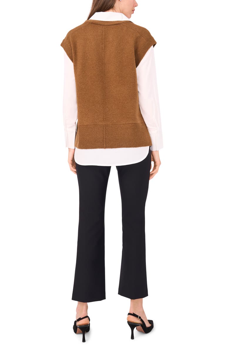 Halogen<sup>®</sup> Layered Look Sweater Vest, Alternate, color, Rich Cognac