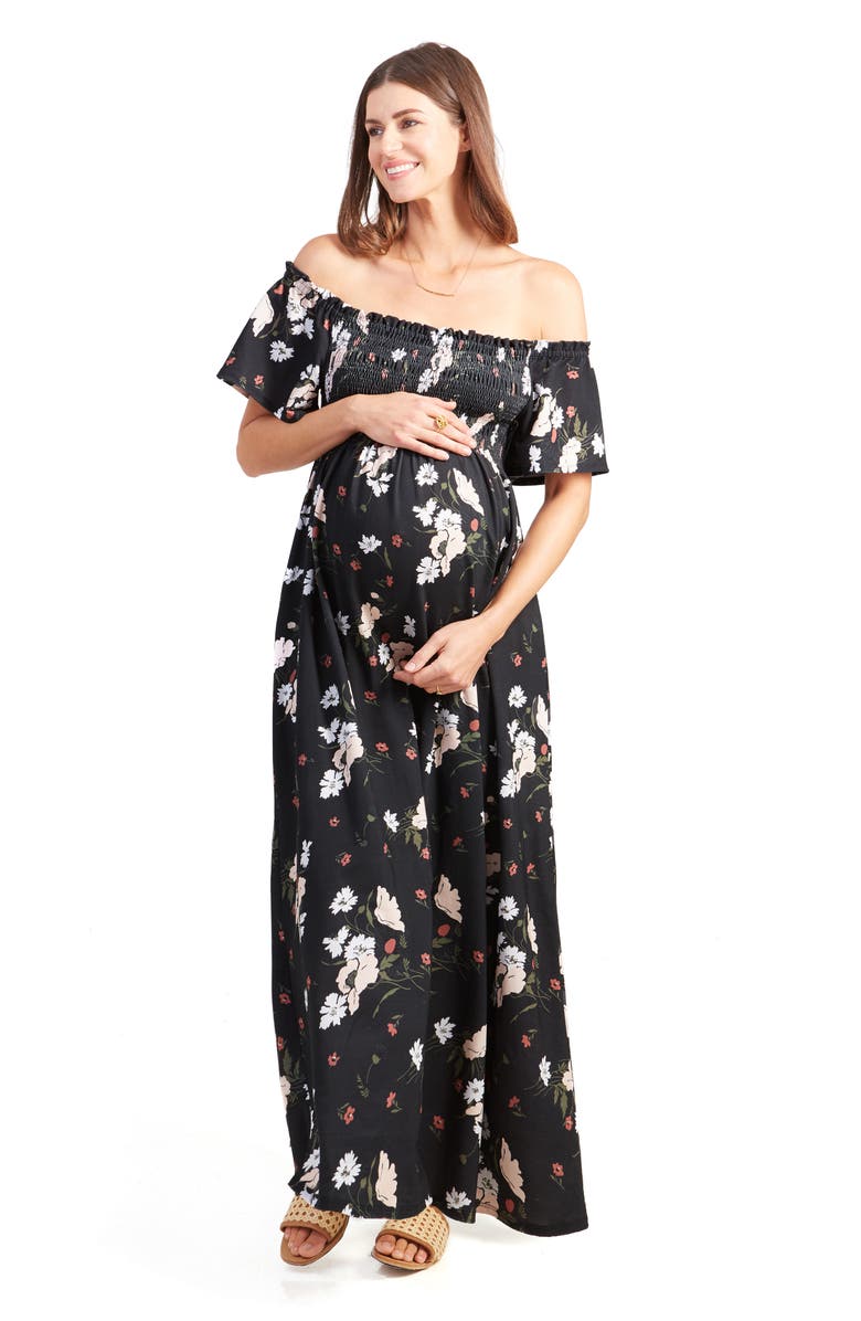 Ingrid & Isabel<sup>®</sup> Off the Shoulder Maternity Maxi Dress, Alternate, color, 