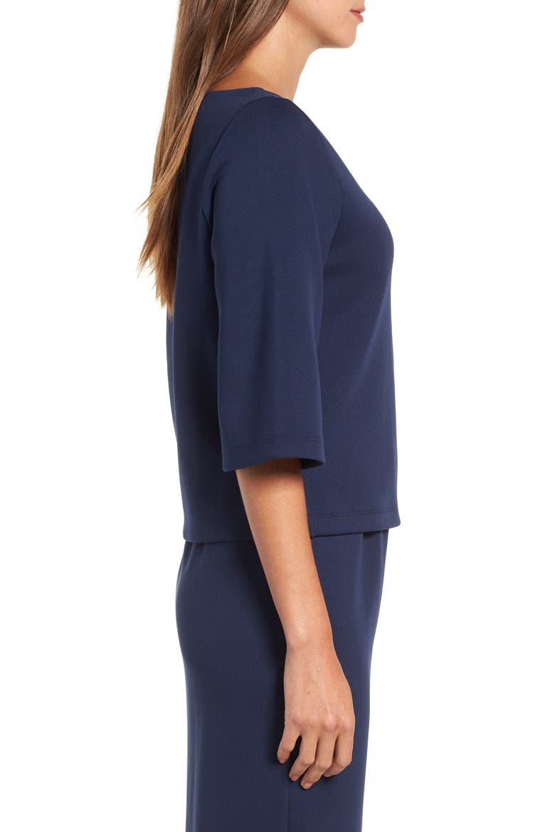 Cotton Blend Boat Neck Top, Alternate, color, NAVY PEACOAT