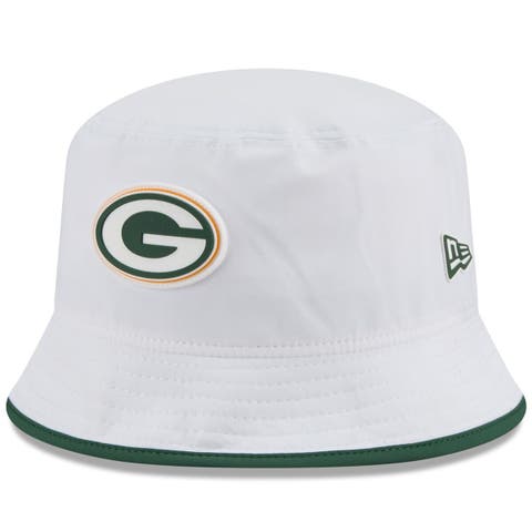 Men's New Era  White Green Bay Packers 2025 NFL Training Camp Stretch Bucket Hat