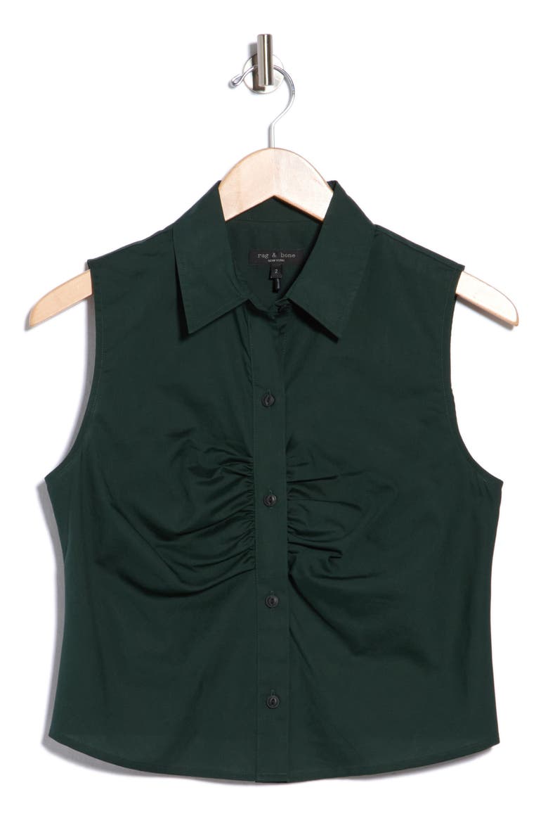 Ginny Poplin Sleeveless Shirt, Main, color, DEEP GREEN