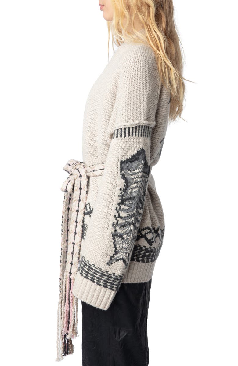 Zadig & Voltaire LC R&R Tie Belt Merino Wool Blend Sweater, Alternate, color, 