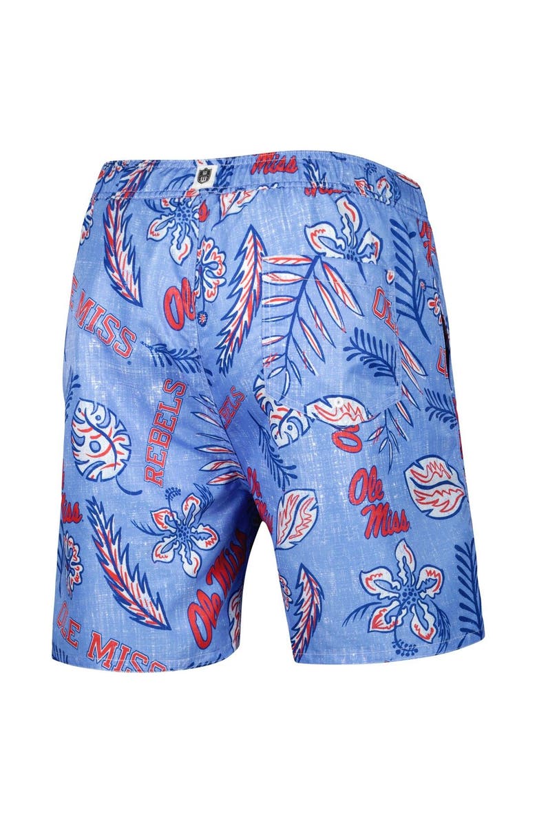 Wes & Willy Men's Wes & Willy Powder Blue Ole Miss Rebels Vintage Floral Swim Trunks, Alternate, color,