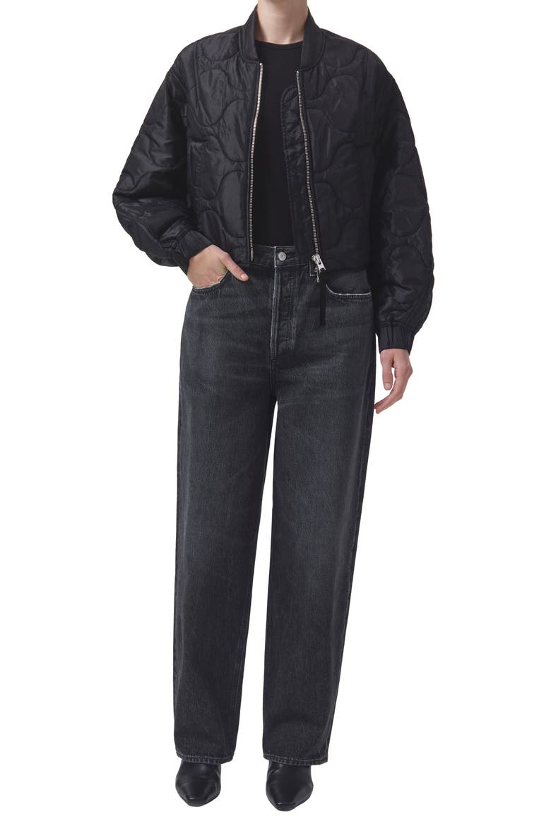 Iona Quilted Nylon Jacket, Alternate, color, BLACK