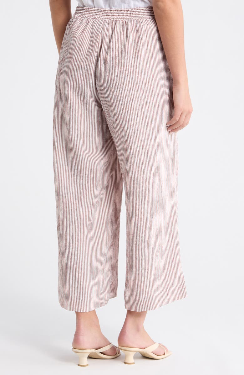 Bobeau Stripe Wide Leg Pants, Alternate, color, Cream/ Brandy Brown
