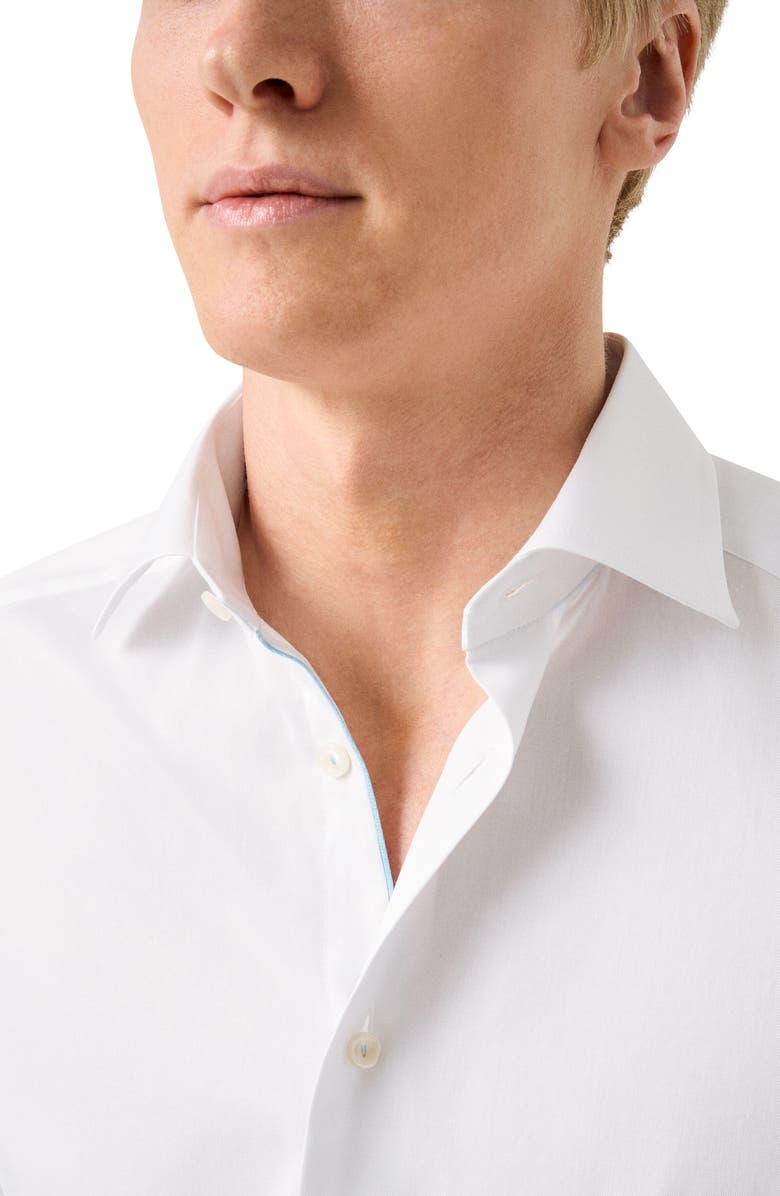 Eton Slim Fit Solid Cotton Dress Shirt, Alternate, color, White
