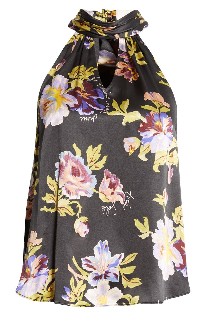 Cinq à Sept Harlow Floral Silk Top, Alternate, color, Black Multi
