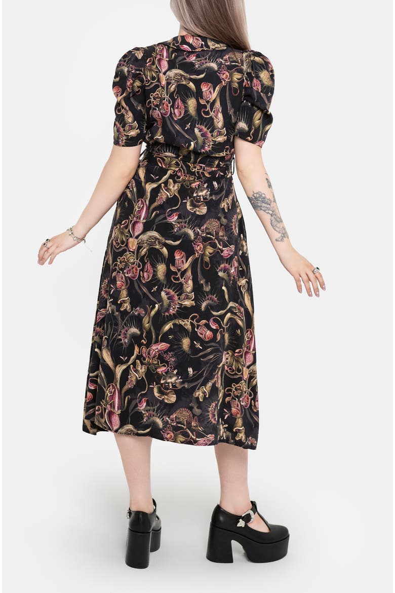 Dionaea Button Up Midi Shirt Dress, Alternate, color, Black