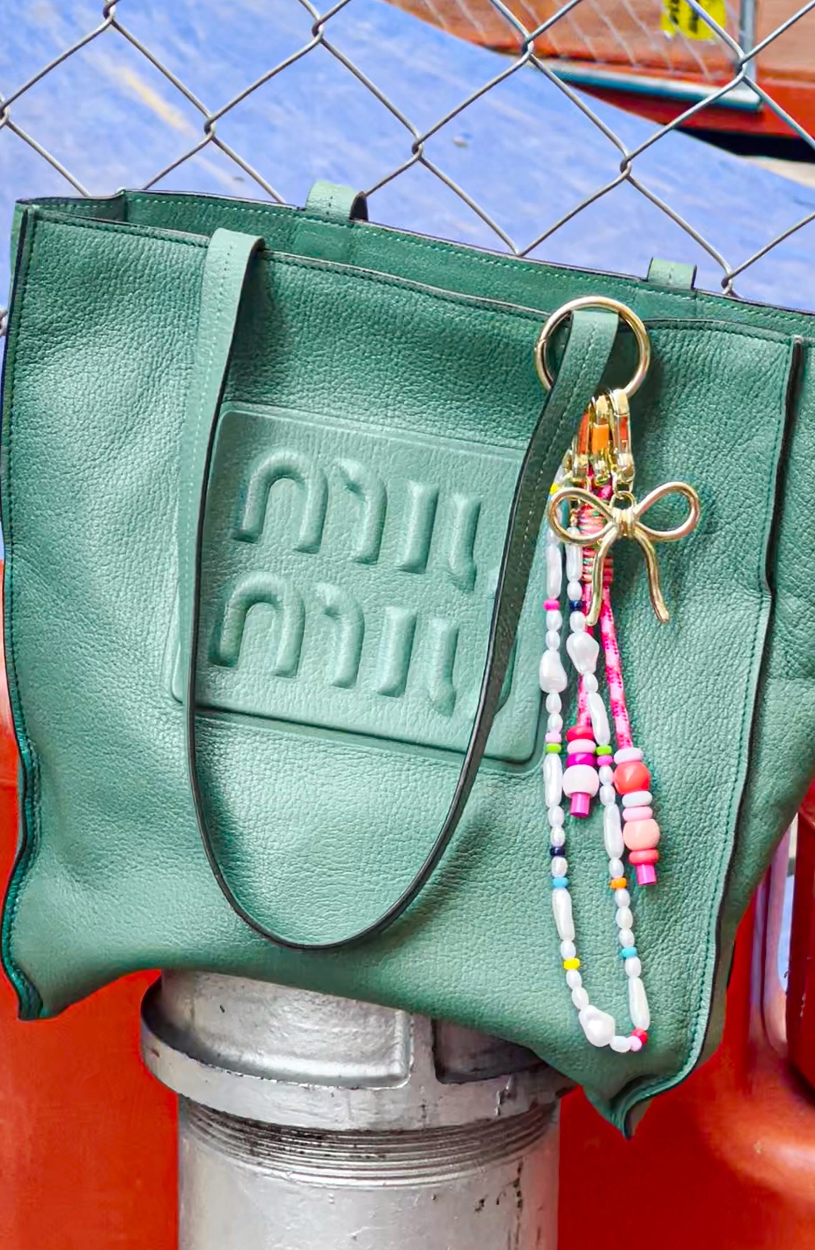 BaubleBar Raina Beaded Bag Charm, Alternate, color, Pearl