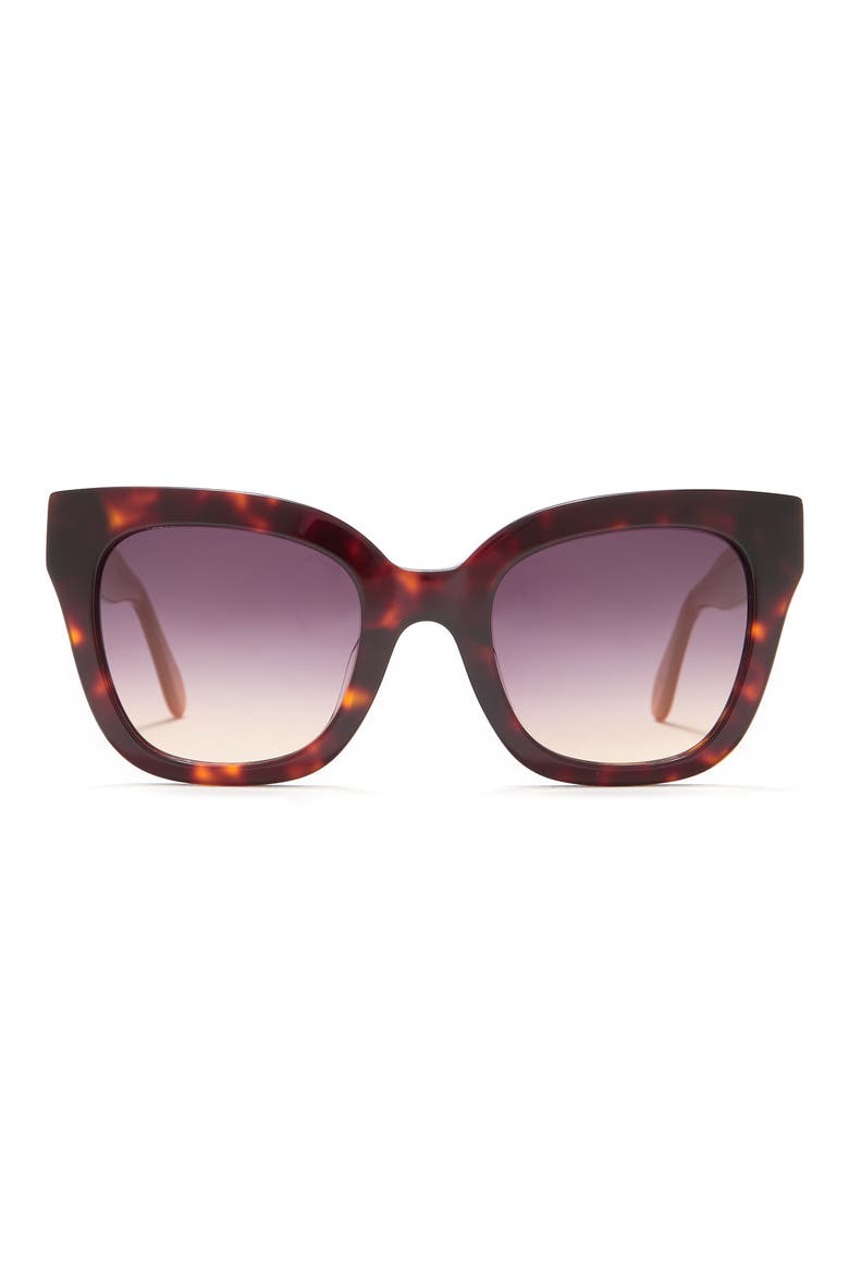50mm Chunky Square Exposed Quilt Sunglasses, Main, color, DARK BROWN DEMI