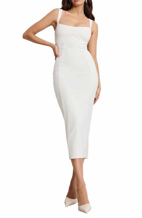 Good American Sculpting Crystal Sweetheart Midi Dress