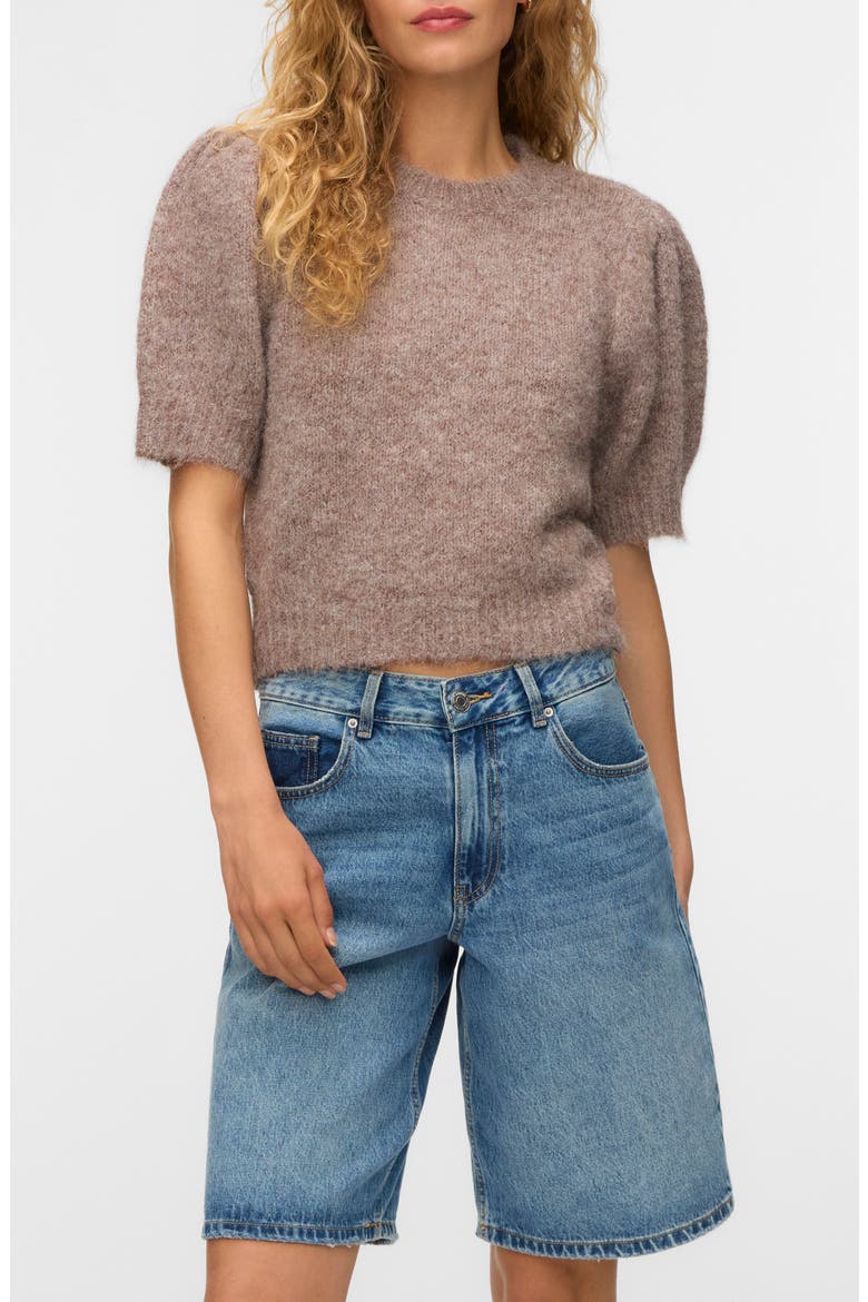 Novah Short Sleeve Sweater, Main, color, BROWN LENTIL DETAIL MELANGE