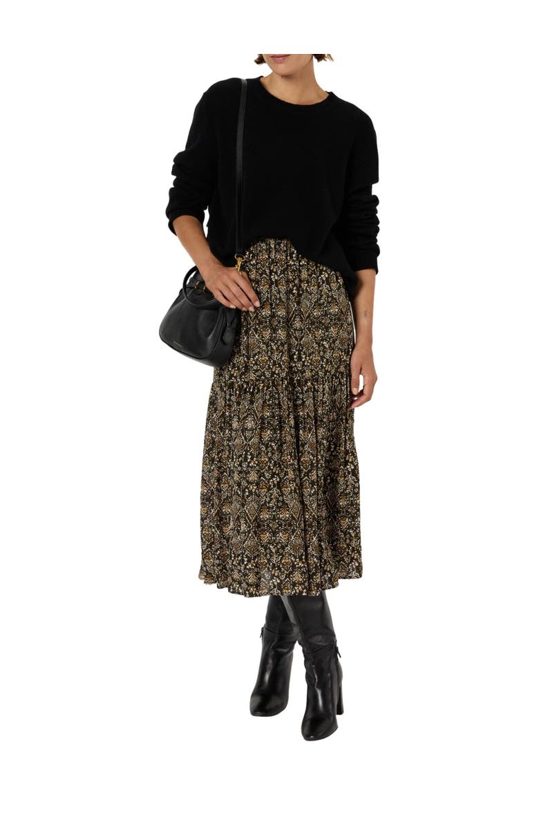 GERARD DAREL Billie Flared Printed Midi Skirt, Alternate, color, Medium Khaki