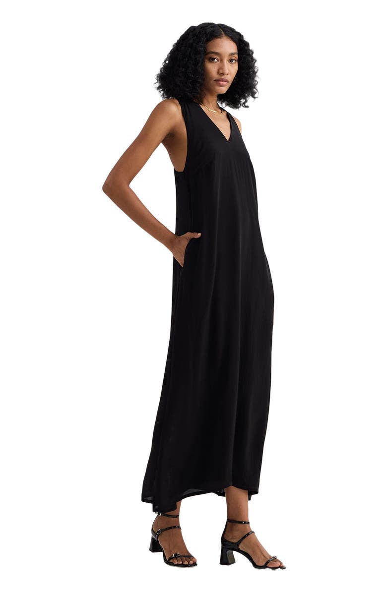 Reistor Crossed in Chic Sleeveless Maxi Dress in Black, Alternate, color, Solid