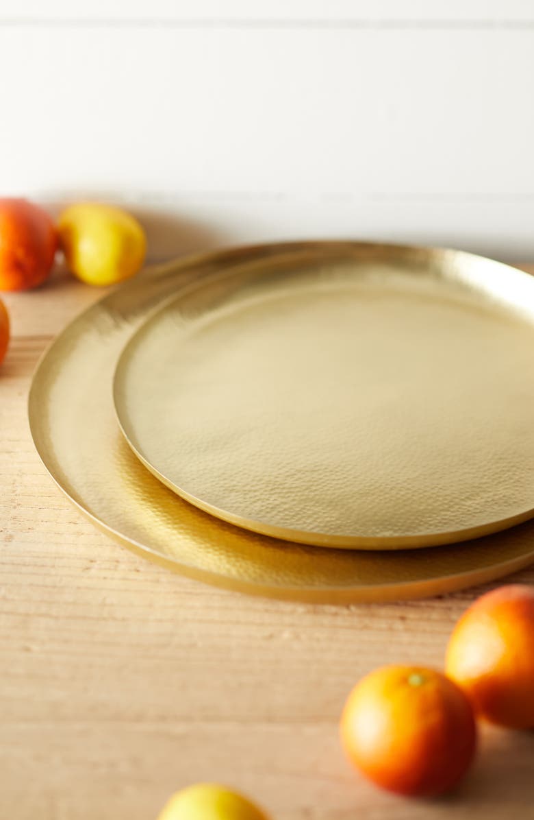 NORDSTROM AT HOME Large Hammered Metal Round Tray, Alternate, color, 