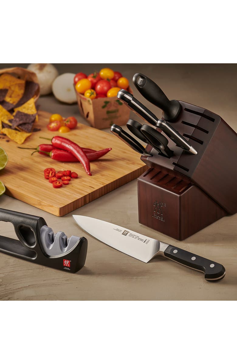 ZWILLING Pro 7-Piece Knife Block Set with Bonus Sharpener, Alternate, color, Brown