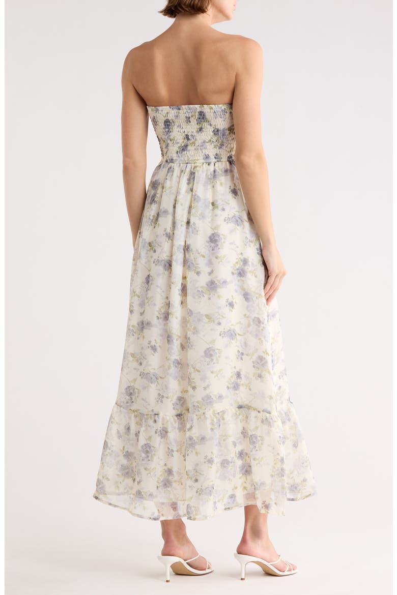 Floral Strapless Dress, Alternate, color, DUSTY BLUE MULTI