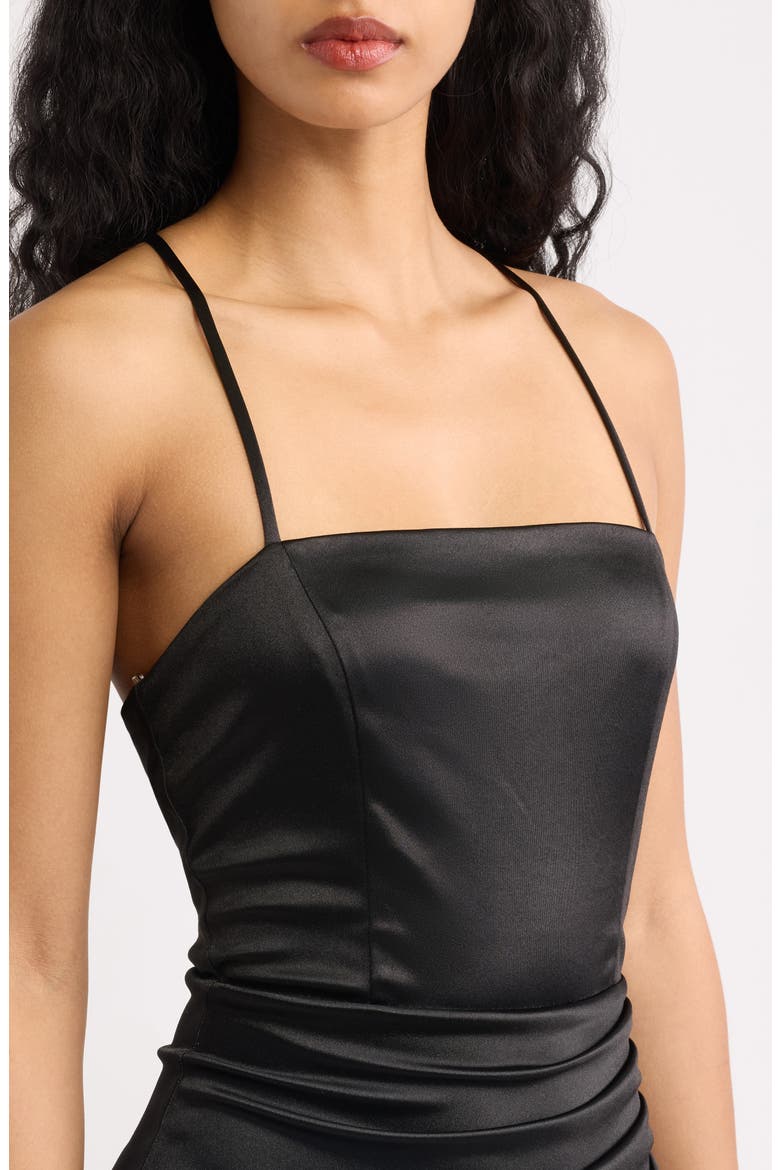 Cross Back Satin Minidress, Alternate, color, BLACK