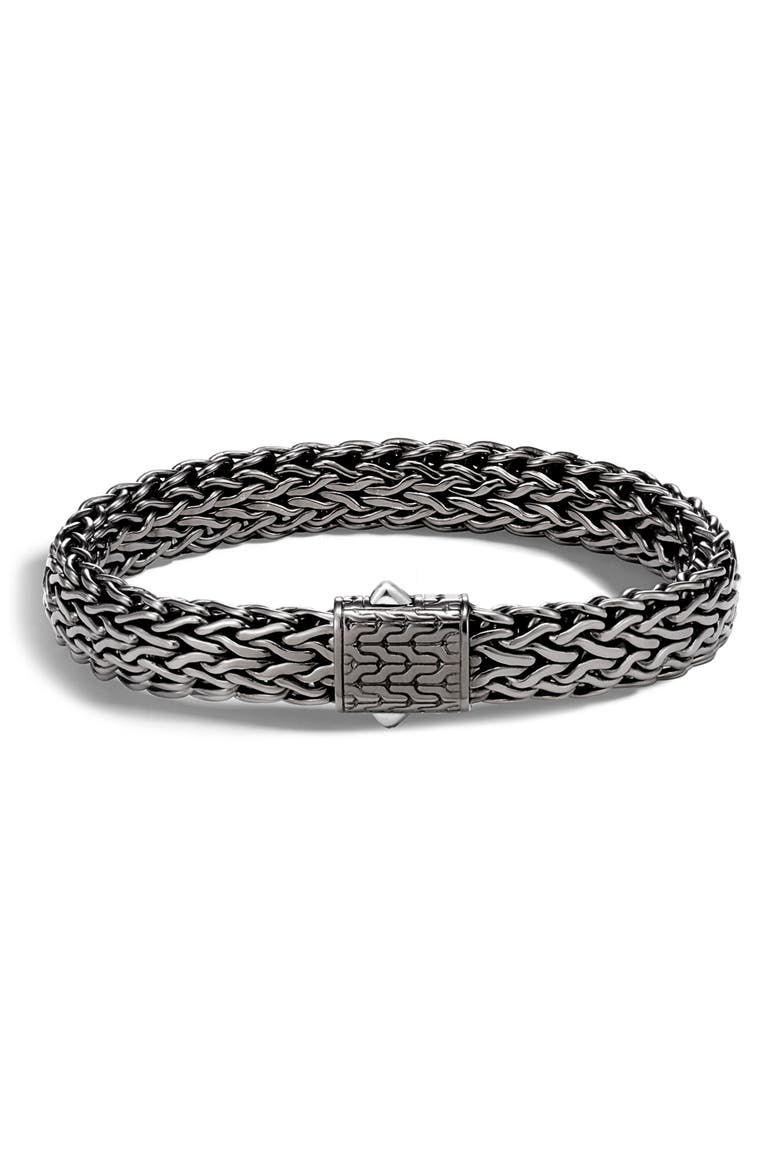 Icon Flat Bracelet, Dark Silver, 11mm, Alternate, color, SILVER