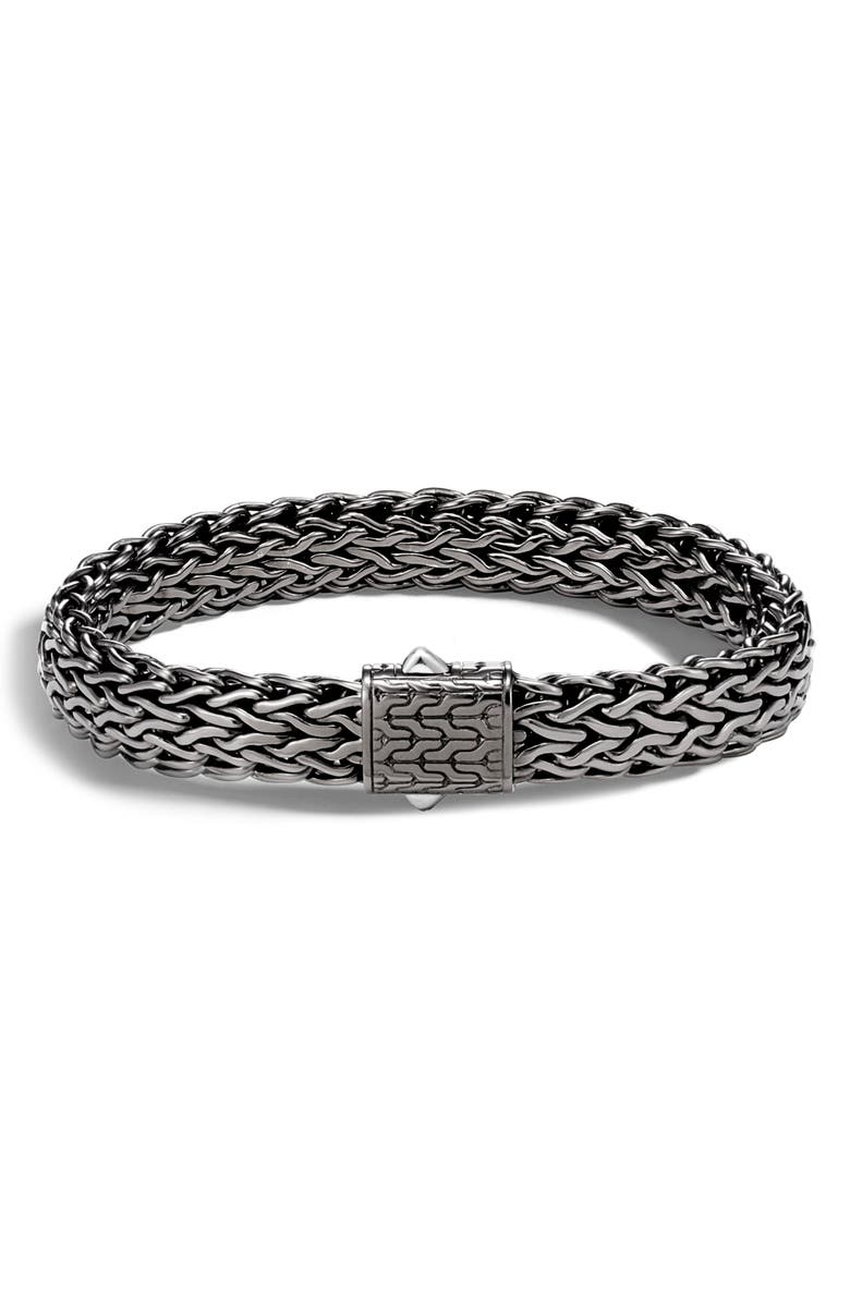 John Hardy Icon Flat Bracelet, Dark Silver, 11mm, Alternate, color, 