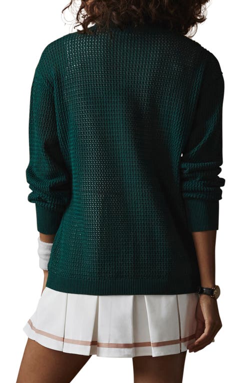Varley Calva Open Knit Half Zip Sweater In Forest