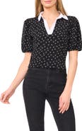 CeCe Puff Sleeve Collar Top