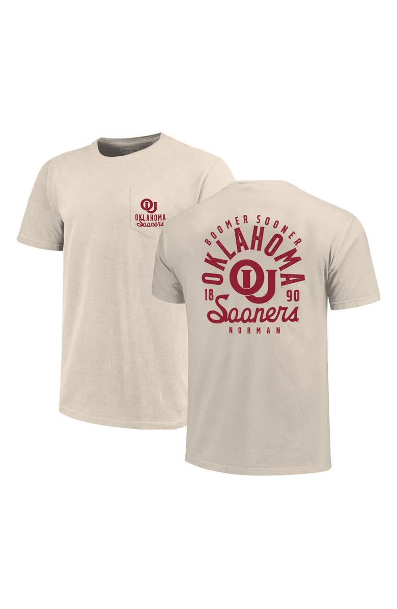 IMAGE ONE Men's Cream Oklahoma Sooners Big & Tall Mascot Overlay Essential Pocket T-Shirt, Main, color, 