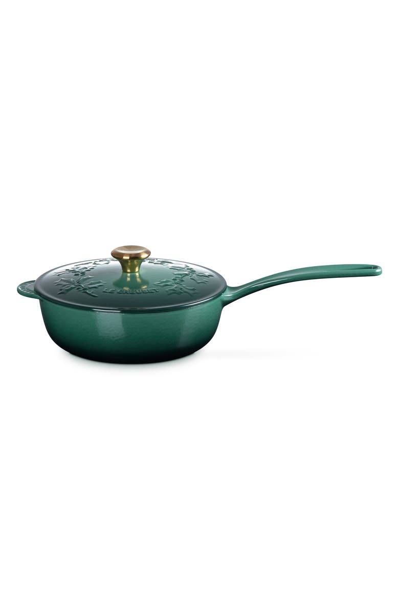 Le Creuset Holly Collection Traditional 2.25-Quart Saucier with Lid, Alternate, color, Artichaut
