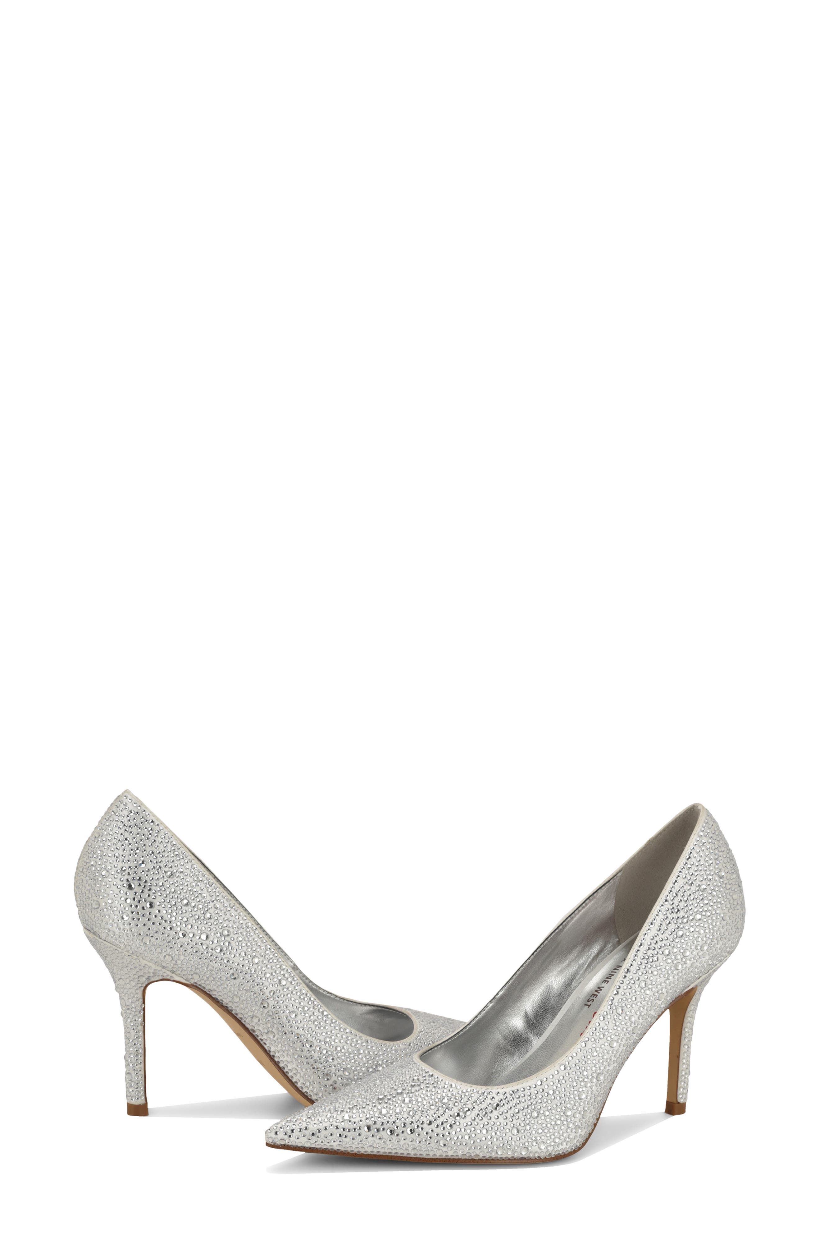 Nine West Glamor Pointed Toe Pump, Alternate, color, White