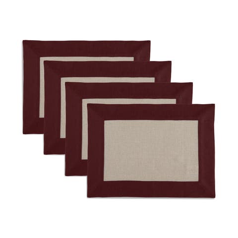 Linen Placemats Set of 4, 14 x 19 Inch for Dining Table, Holiday and Everyday Table Decor - Contempo