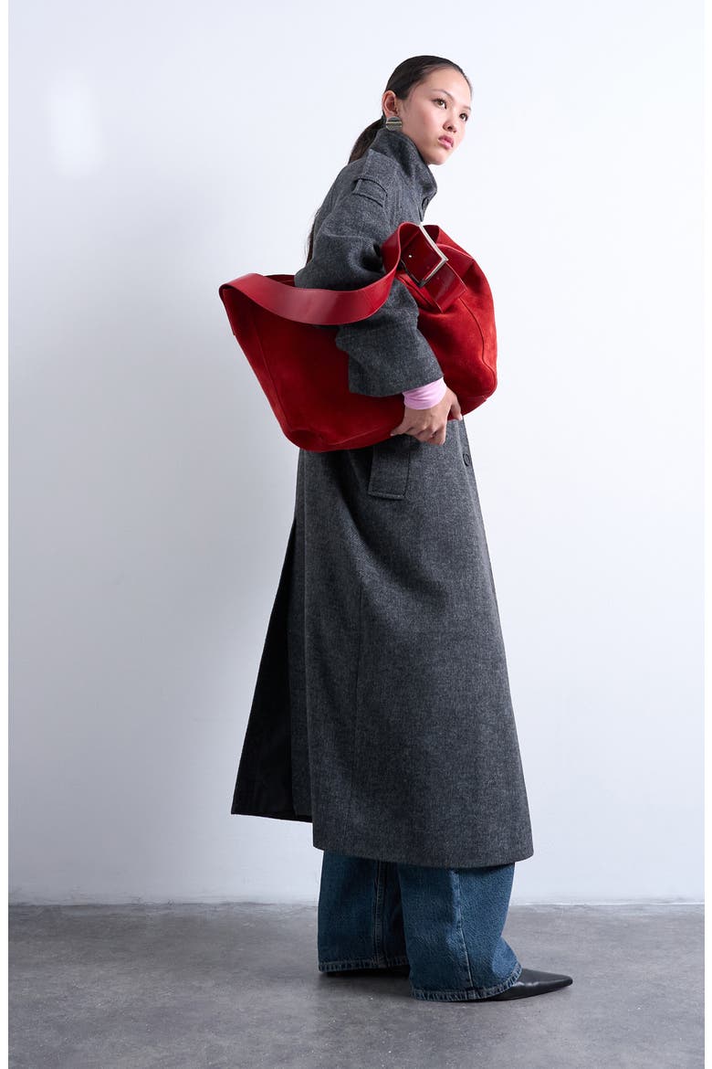 Mock Neck Car Coat, Main, color, GREY