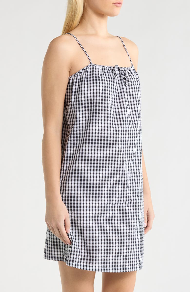 French Connection Gingham Seersucker Chemise, Alternate, color, Utility Blue Combo