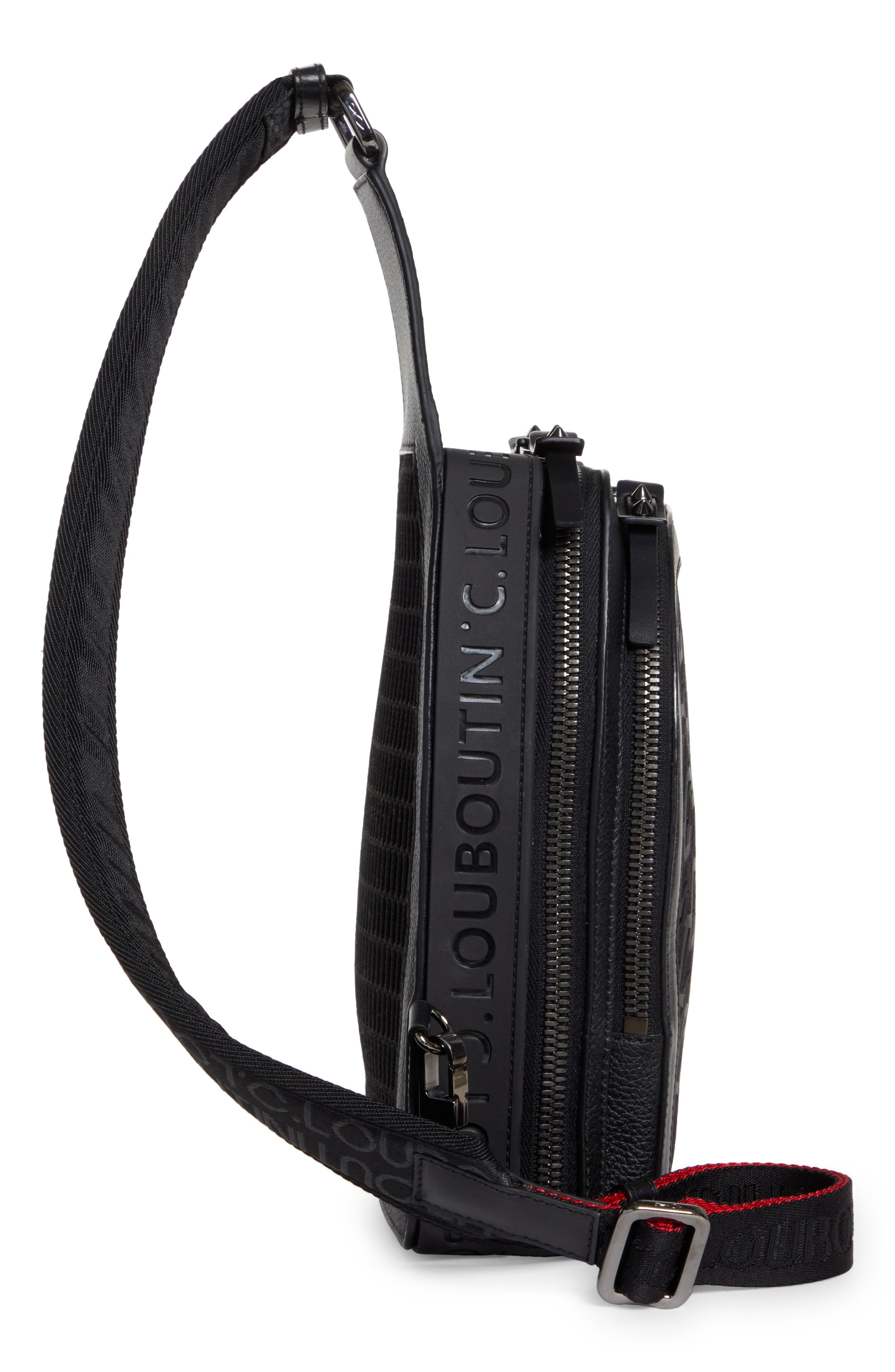 Christian Louboutin Loubifunk Logo Jacquard & Leather Backpack, Alternate, color, 