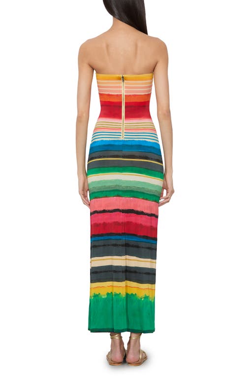 Alice And Olivia Delora Strapless Maxi Dress Rainbow Reef