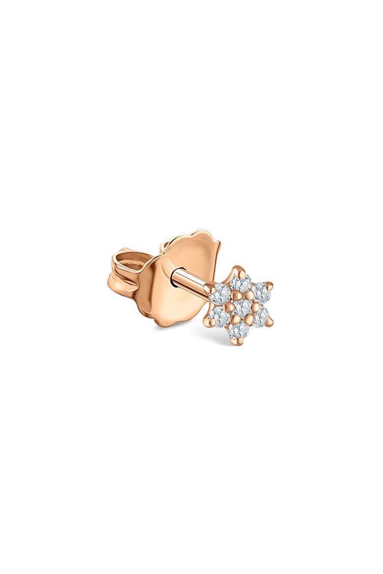 Diamond Flower Single Stud Earring, Main, color, ROSE GOLD