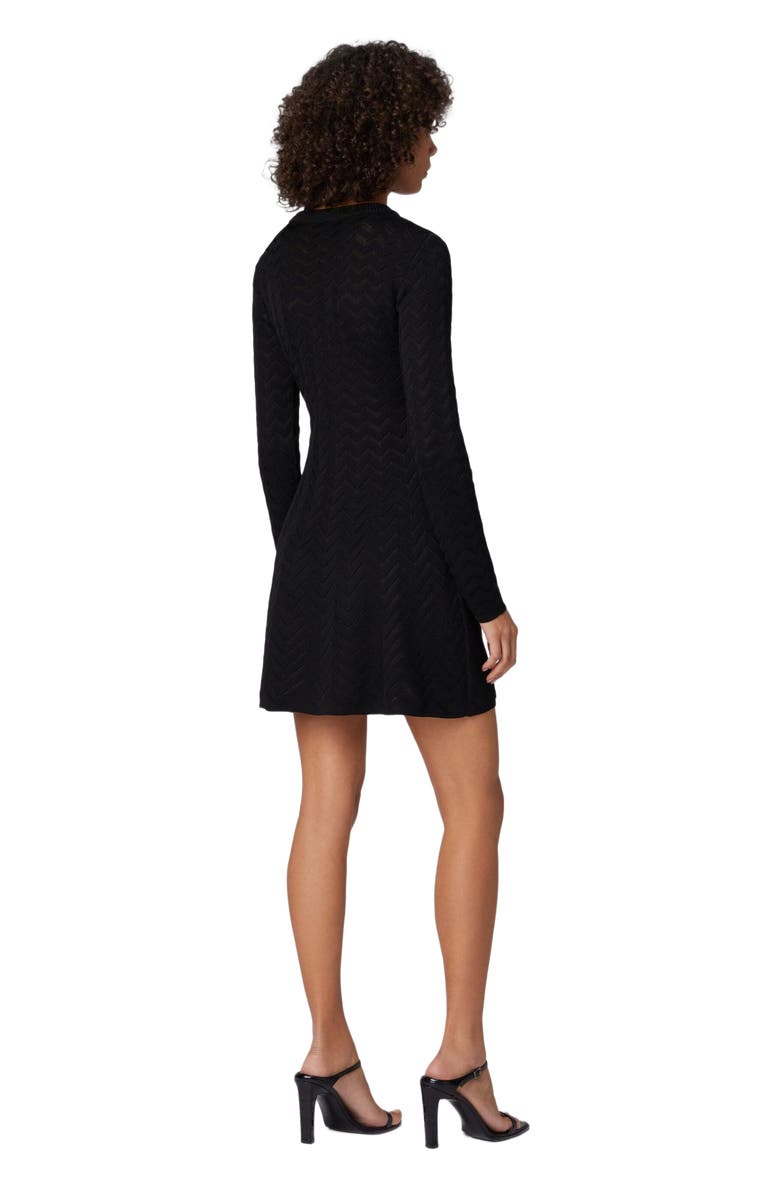 Missoni Tone-on-tone Chevron Long-sleeved Mini-dress, Alternate, color, Black