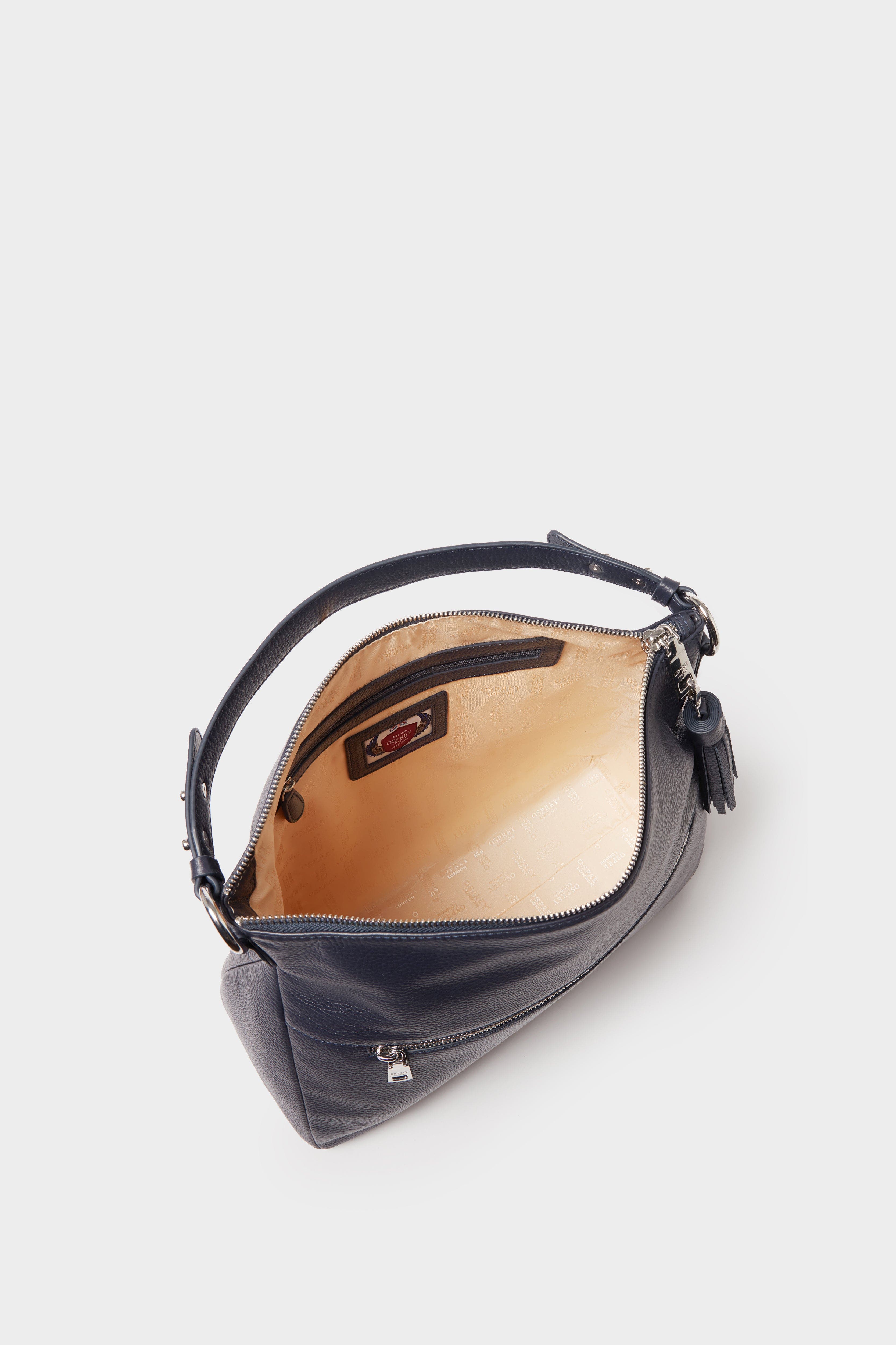 The Stella Leather Hobo Bag, Alternate, color, Navy