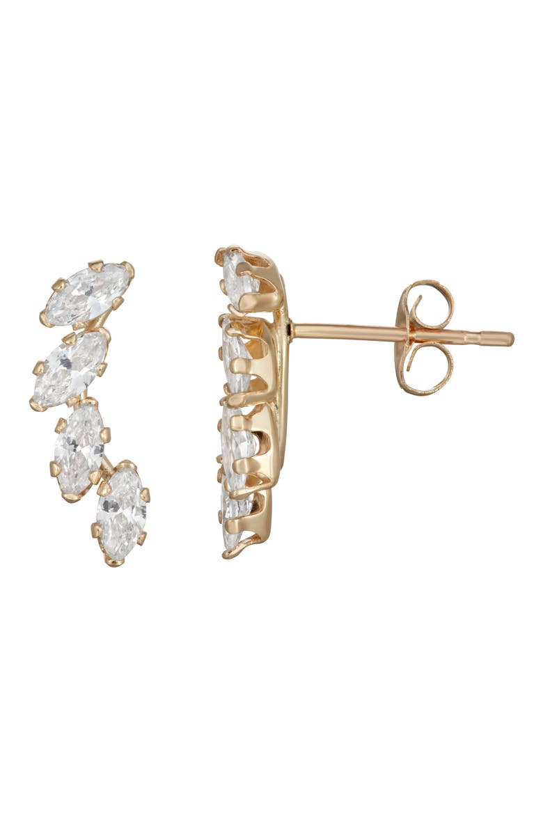 10K Gold Marquise Cut CZ Ear Crawlers, Main, color, GOLD/ CLEAR