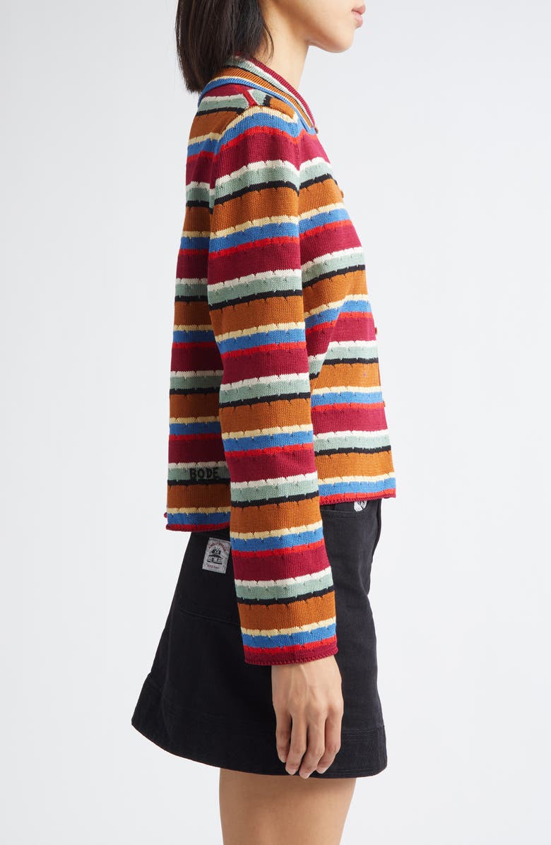 Bode Starkey Stripe Cotton Cardigan, Alternate, color, Multi